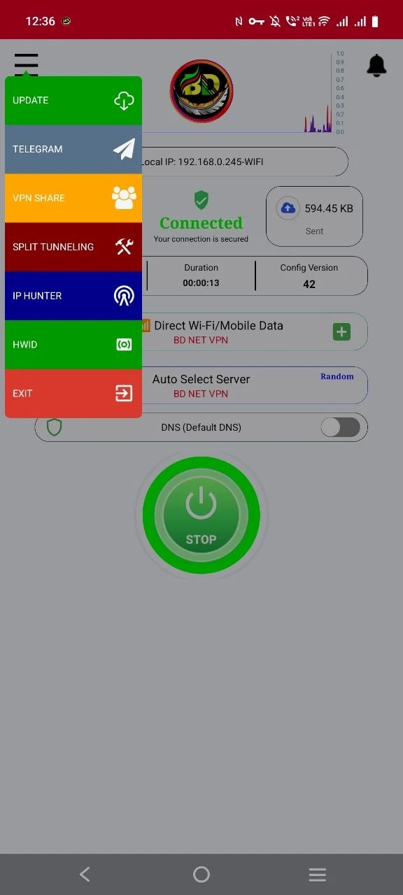 BD NET VPN screenshot