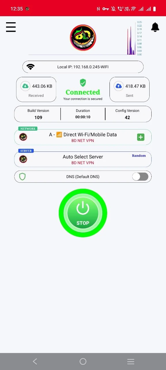 BD NET VPN screenshot